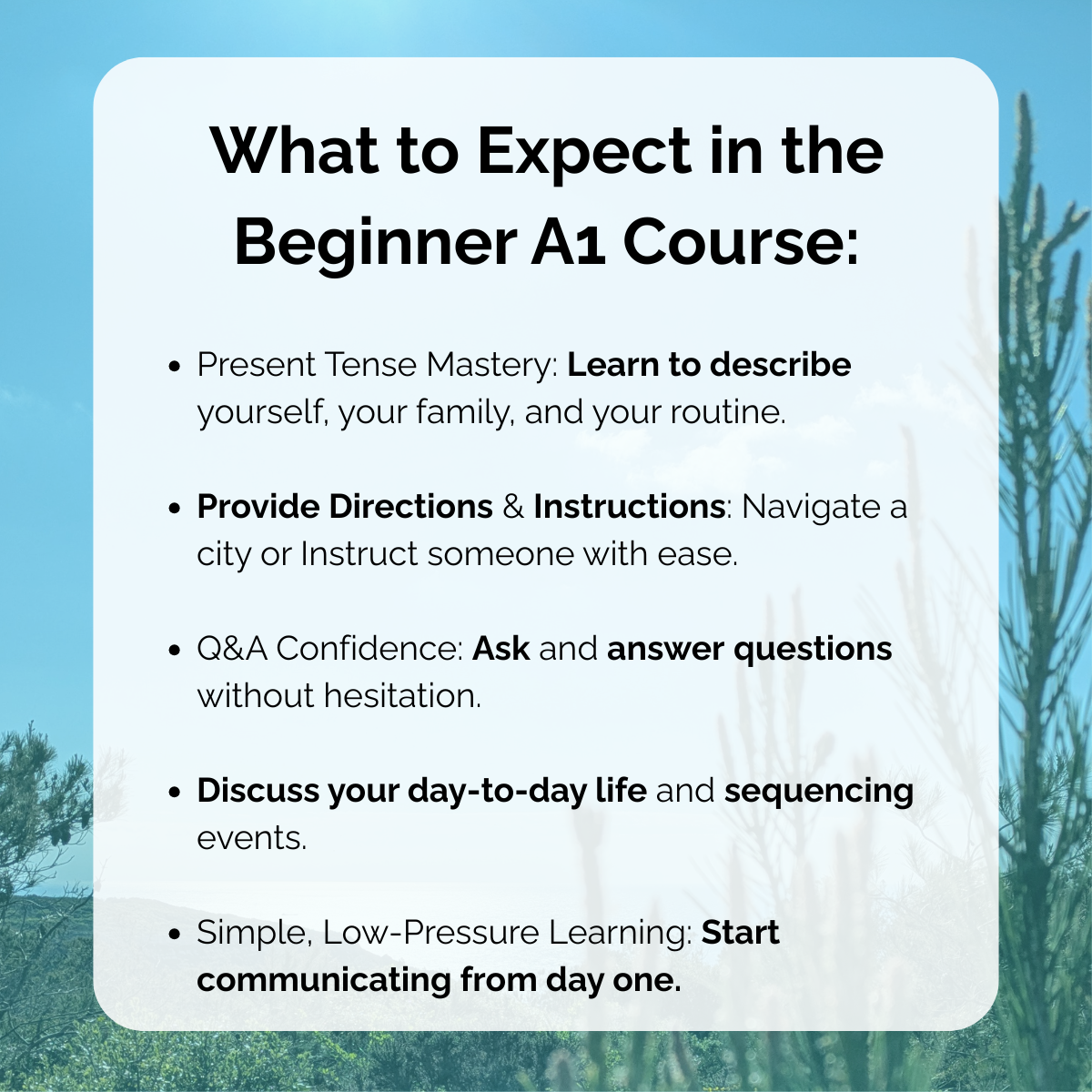 Thumbnail image with text explaining course expectations.
