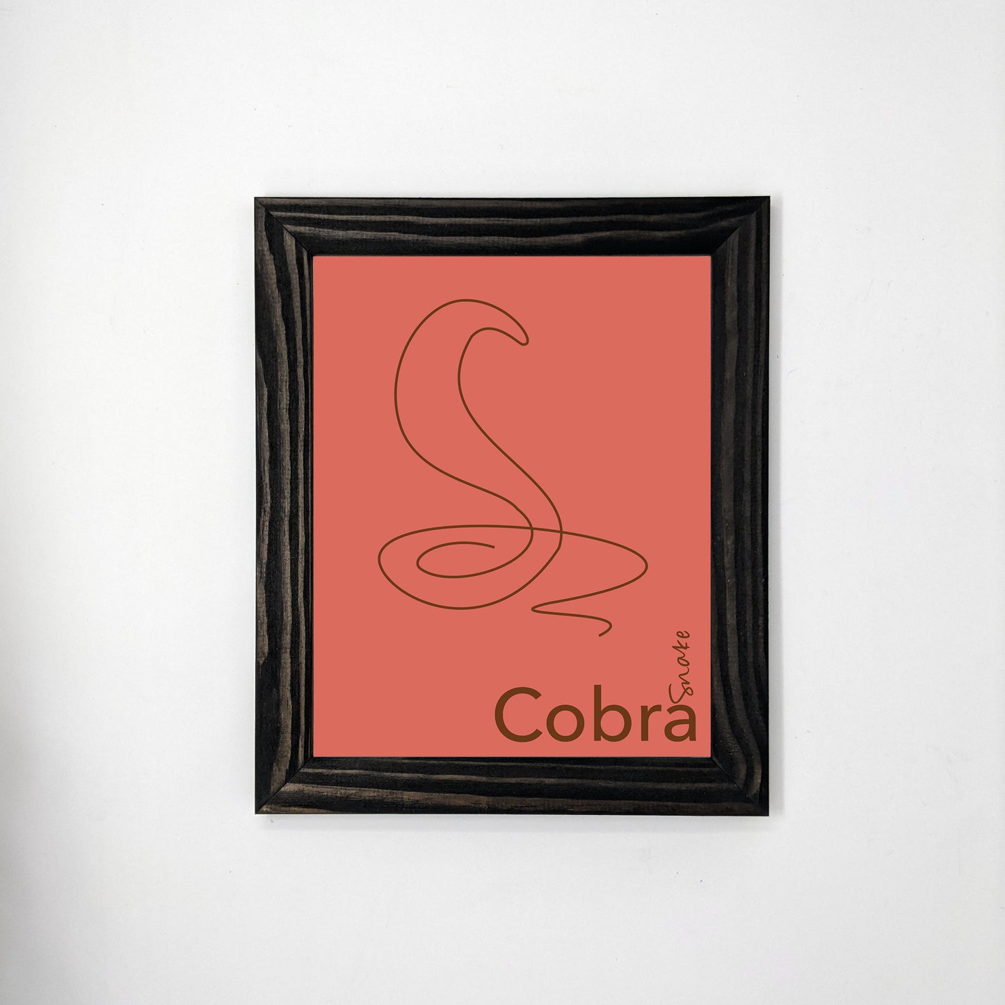 Bilingual Portuguese / English Cobra / Snake Line Art Animal Print (1) on Linen