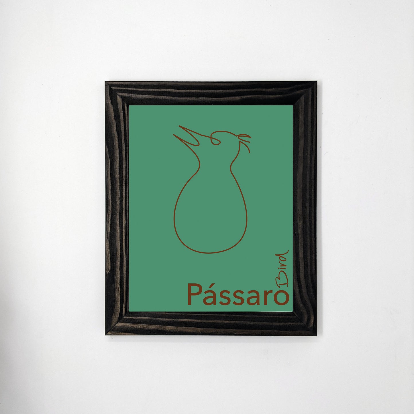 Bilingual Portuguese / English Pássaro / Bird Line Art Animal Print (1) on Linen