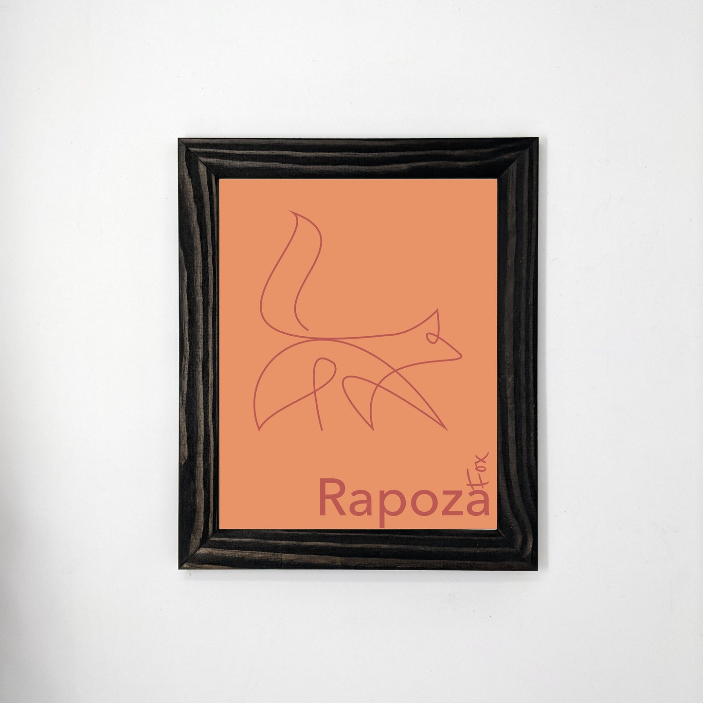 Bilingual Portuguese / English Rapoza / Fox Line Art Animal Print (1) on Linen