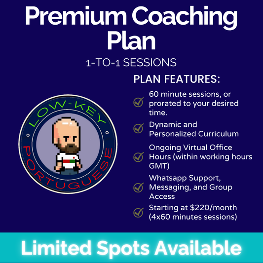 European Portuguese Premium Coaching Plan: (4 x 60+ min lessons/month) + Ongoing Support