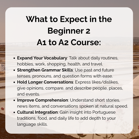 Monthly Group Session: Beginner 2 (Going from A1 -> A2) (October - December 2025)