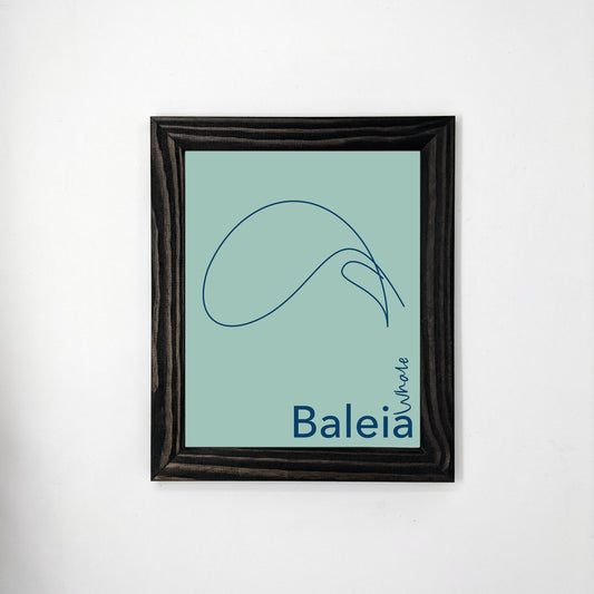 Bilingual Portuguese / English Baleia / Whale Line Art Animal Print (1) on Linen